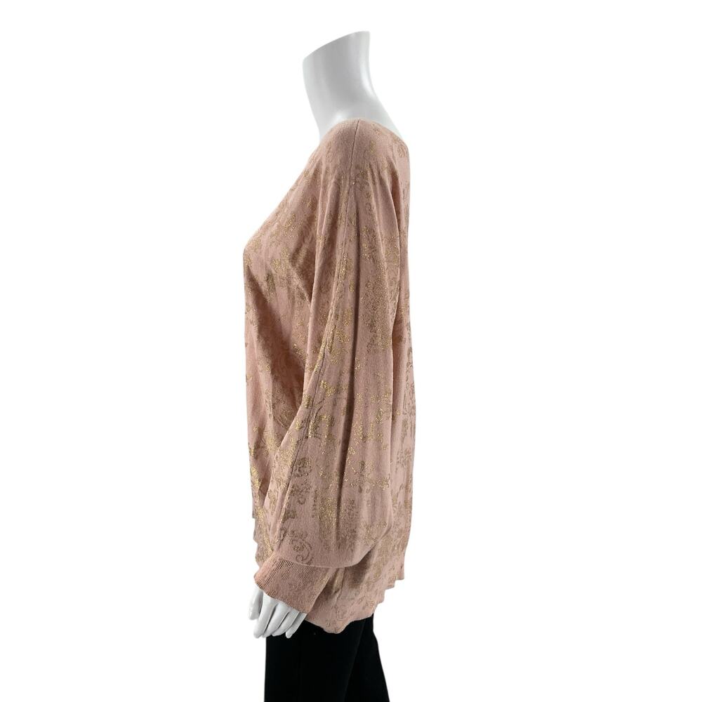 Chico Size XL Blush/Gold Print Pre-Owned Ladies Casual Top - Size XL - Picture 2 of 6